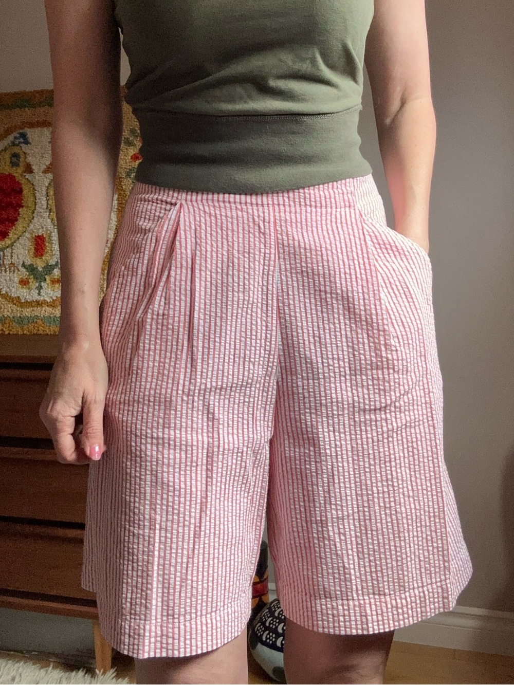 Vintage Lizsport Red and White Striped Women’s Bermuda Shorts